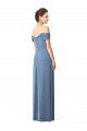 Long Cap Sleeves Soft Chiffon Dusty Blue A-Line Bridesmaid Dress Newcastle