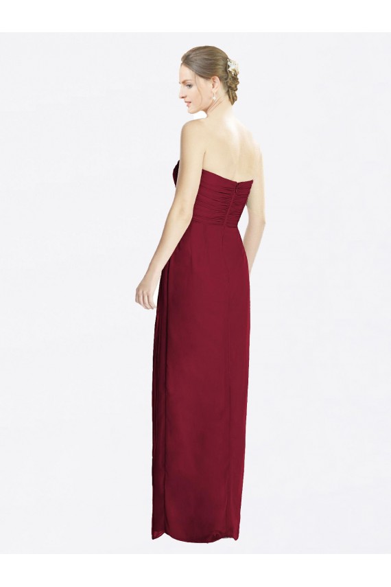 Long Sleeveless Soft Chiffon Burgundy Sweetheart Sheath Bridesmaid Dress Newcastle