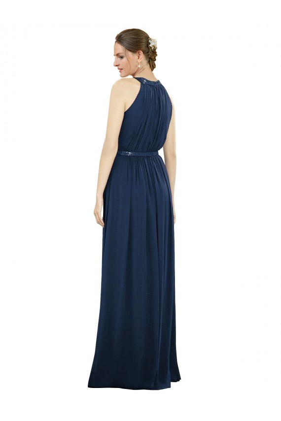 Long Sleeveless Soft Chiffon Dark Navy A-Line Bridesmaid Dress / Formal Dress Newcastle