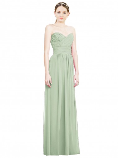 Long Sleeveless Soft Chiffon Sage Sweetheart A-Line Bridesmaid Dress Newcastle