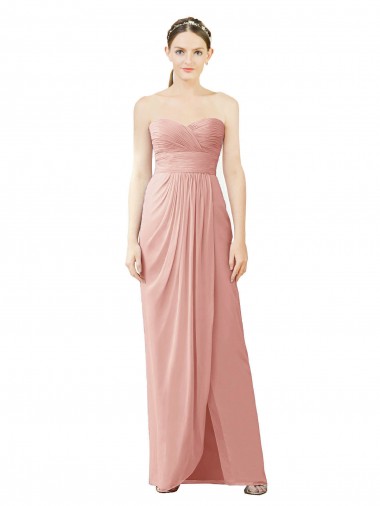 Long Sleeveless Soft Chiffon Bliss Pink A-Line High Low Bridesmaid Dress Newcastle