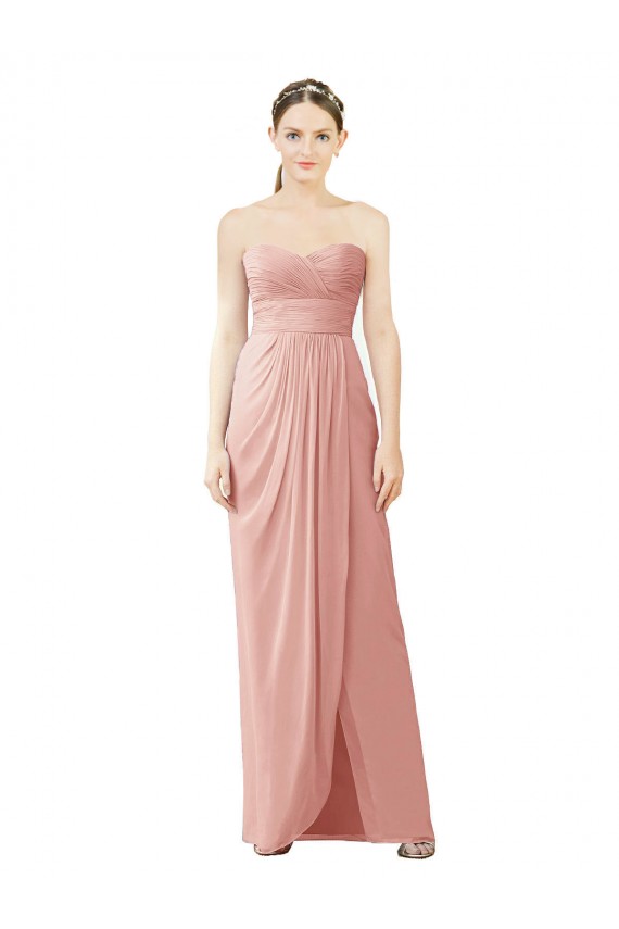 Long Sleeveless Soft Chiffon Bliss Pink A-Line High Low Bridesmaid Dress Newcastle