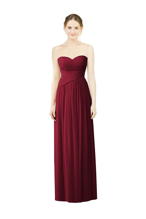 Long Sleeveless Soft Chiffon Burgundy Sweetheart A-Line Evening Dress / Bridesmaid Dress Newcastle