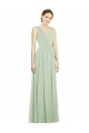 Long Sleeveless Soft Chiffon Sage V-Neck A-Line Bridesmaid Dress Newcastle