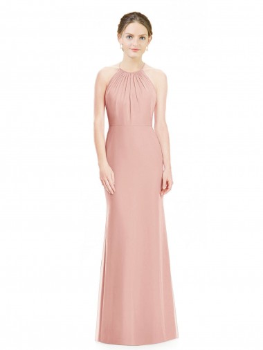 Long Sleeveless Soft Chiffon Bliss Pink Mermaid Bridesmaid Dress Newcastle