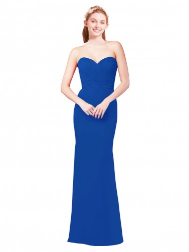 Long Sleeveless Chiffon Royal Blue A-Line Bridesmaid Dress / Evening Gowns Newcastle