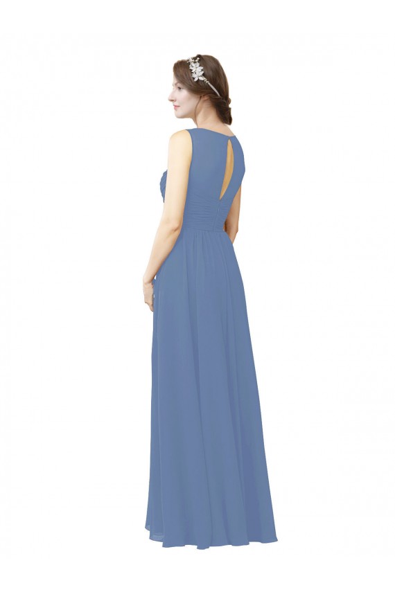 Long Sleeveless Soft Chiffon Windsor Blue Sheath Bridesmaid Dress Newcastle