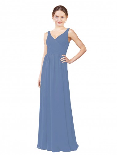 Long Sleeveless Soft Chiffon Windsor Blue Sheath Bridal Party Dress Newcastle