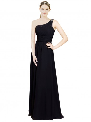 Long Sleeveless Chiffon Black A-Line Bridesmaid Dresses Newcastle