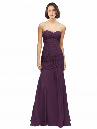 Long Sleeveless Soft Chiffon Grape Mermaid Bridesmaid Dress Newcastle