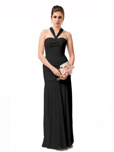 Long Sleeveless Chiffon Black Mermaid Bridesmaid Dress / Evening Dress Newcastle