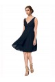 Knee Length Sleeveless Soft Chiffon Dark Navy V-Neck A-Line Bridesmaid Dress Newcastle