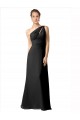 Long Sleeveless Soft Chiffon Black One Shoulder A-Line Bridesmaid Dress Newcastle