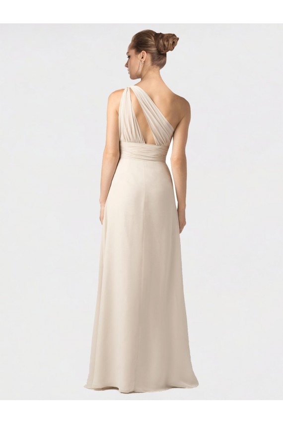 Long Sleeveless Soft Chiffon Black One Shoulder A-Line Bridesmaid Dress Newcastle
