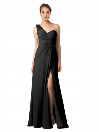 Long Sleeveless Soft Chiffon Black A-Line Bridesmaid Dress / Formal Dress Newcastle
