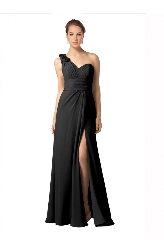 Long Sleeveless Soft Chiffon Black A-Line Bridesmaid Dress / Formal Dress Newcastle