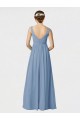 Long Sleeveless Soft Chiffon Dusty Blue A-Line Bridesmaid Gown Newcastle