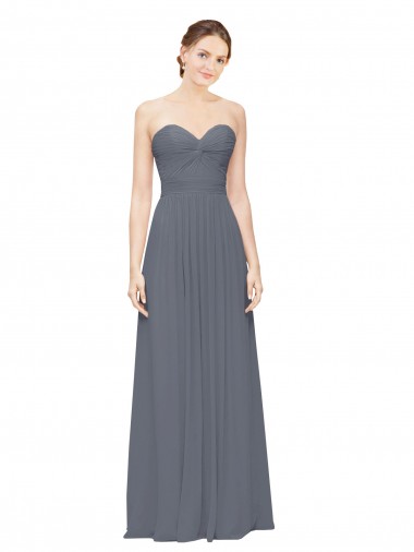 Long Sleeveless Soft Chiffon Slate Grey Sweetheart A-Line Bridesmaid Dress Newcastle