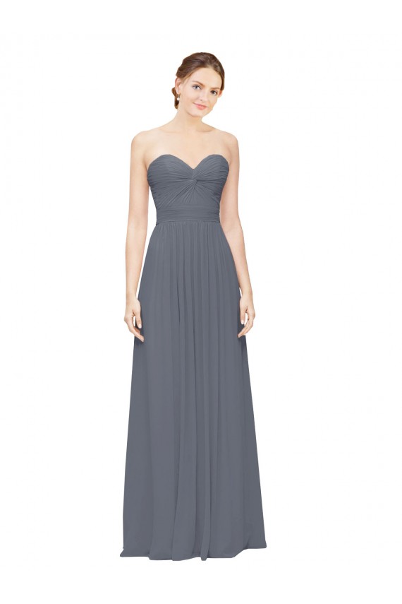 Long Sleeveless Soft Chiffon Slate Grey Sweetheart A-Line Bridesmaid Dress Newcastle