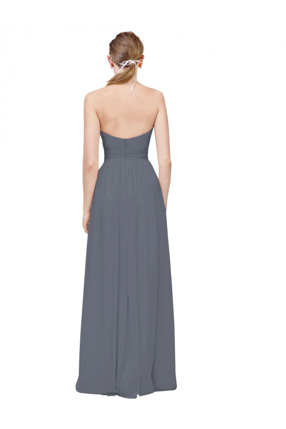 Long Sleeveless Soft Chiffon Slate Grey Sweetheart A-Line Bridesmaid Dress Newcastle