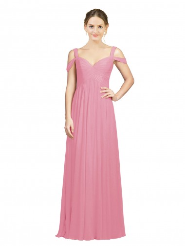 Long Sleeveless Soft Chiffon Skin Pink A-Line Bridesmaid Dress Newcastle