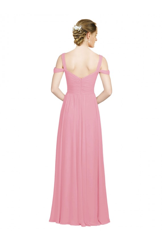 Long Sleeveless Soft Chiffon Skin Pink A-Line Bridesmaid Dress Newcastle