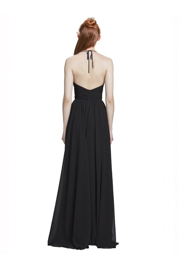Long Sleeveless Chiffon Dark Navy A-Line Formal Dress / Bridesmaid Dress Newcastle