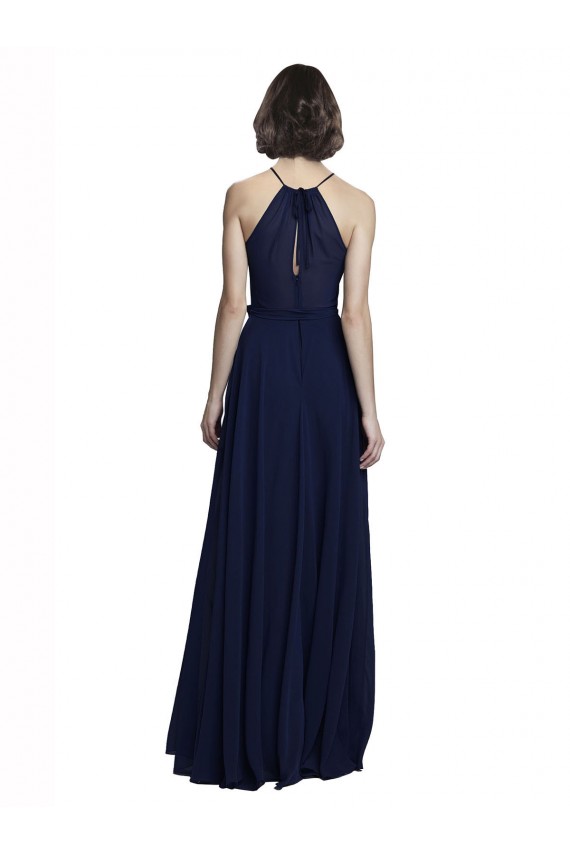 Long Sleeveless Chiffon Dark Navy A-Line Evening Gowns / Bridesmaid Dresses Newcastle