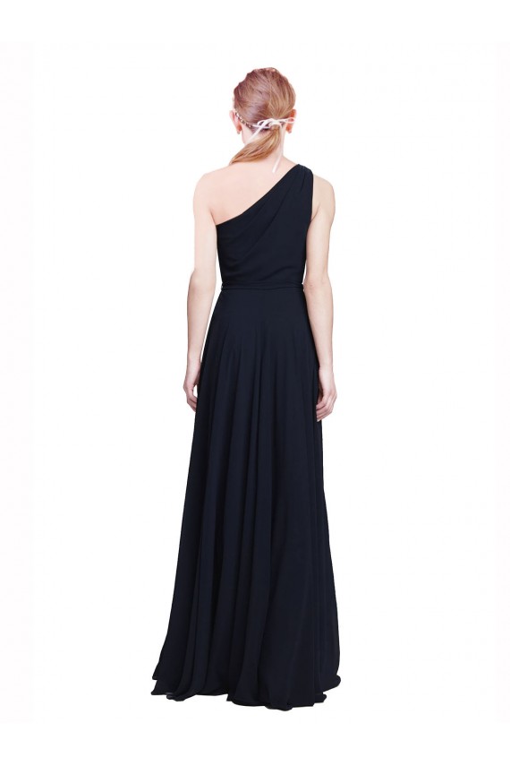 Long Sleeveless Chiffon Dark Navy One Shoulder A-Line Bridesmaid Dress / Evening Dress Newcastle