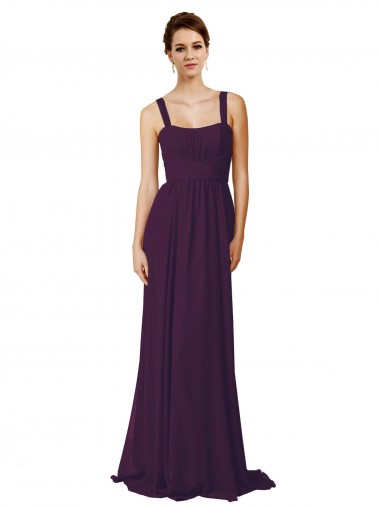 Sweep Train Sleeveless Soft Chiffon Grape A-Line Bridesmaid Dress Newcastle