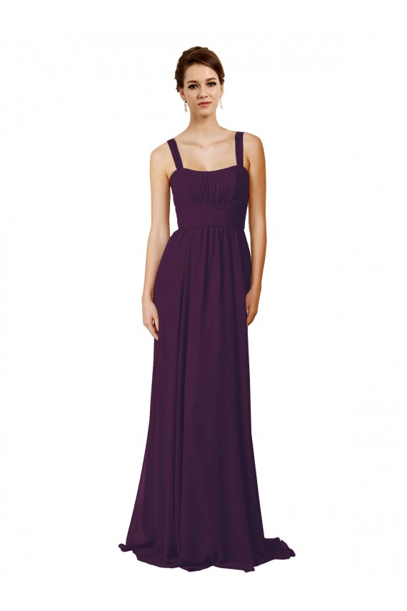 Sweep Train Sleeveless Soft Chiffon Grape A-Line Bridesmaid Dress Newcastle