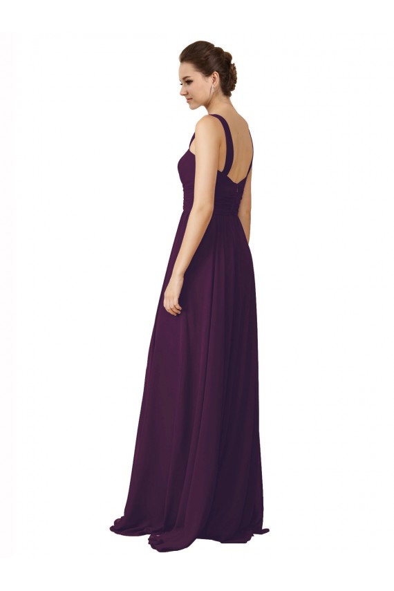 Sweep Train Sleeveless Soft Chiffon Grape A-Line Bridesmaid Dress Newcastle