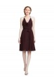 Knee Length Sleeveless Soft Chiffon Burgundy Gold A-Line Bridesmaid Dress Newcastle