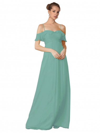 Long Flutter Sleeves Soft Chiffon Seaside A-Line Bridesmaid Dress Newcastle