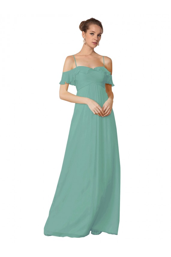 Long Flutter Sleeves Soft Chiffon Seaside A-Line Bridesmaid Dress Newcastle