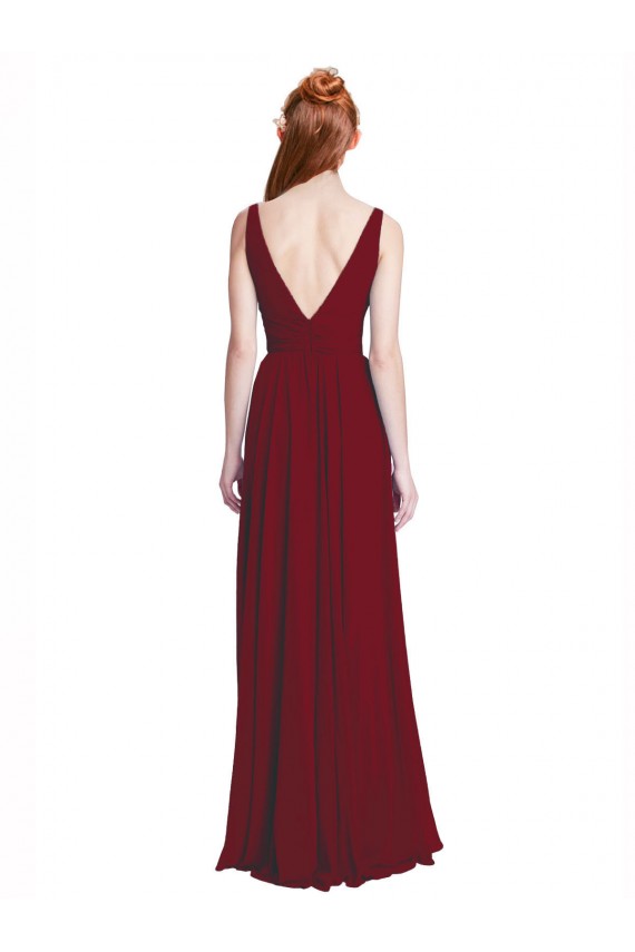 Long Sleeveless Chiffon Burgundy A-Line Bridesmaid Dress / Evening Gowns Newcastle