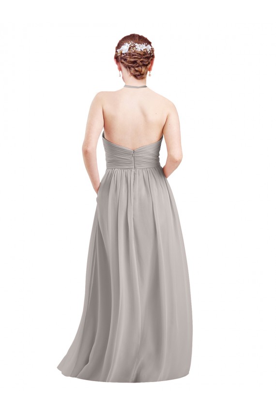 Long Sleeveless Soft Chiffon Dark Navy A-Line Evening Gowns / Bridesmaid Dress Newcastle