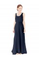 Long Sleeveless Soft Chiffon Dark Navy Scoop Neck A-Line Bridesmaid Dress Newcastle