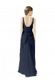 Long Sleeveless Soft Chiffon Dark Navy Scoop Neck A-Line Bridesmaid Dress Newcastle
