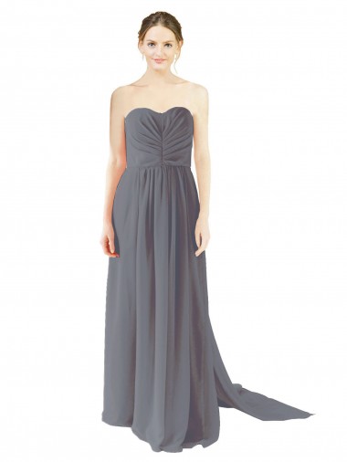 Long Sleeveless Chiffon Slate Grey A-Line Bridesmaid Dress / Evening Dress Newcastle