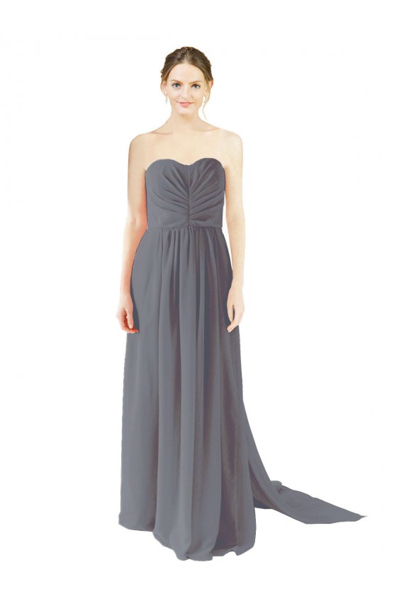 Long Sleeveless Chiffon Slate Grey A-Line Bridesmaid Dress / Evening Dress Newcastle