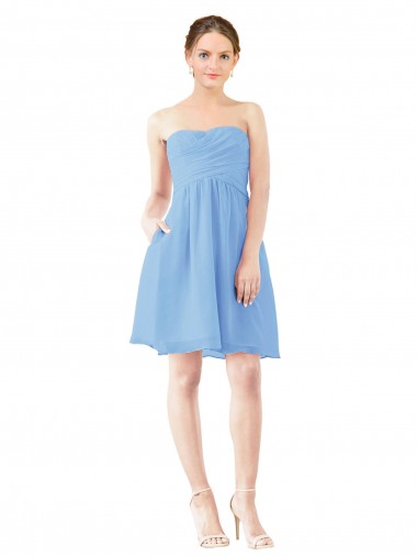 Knee Length Sleeveless Soft Chiffon Periwinkle A-Line Bridesmaid Dress Newcastle
