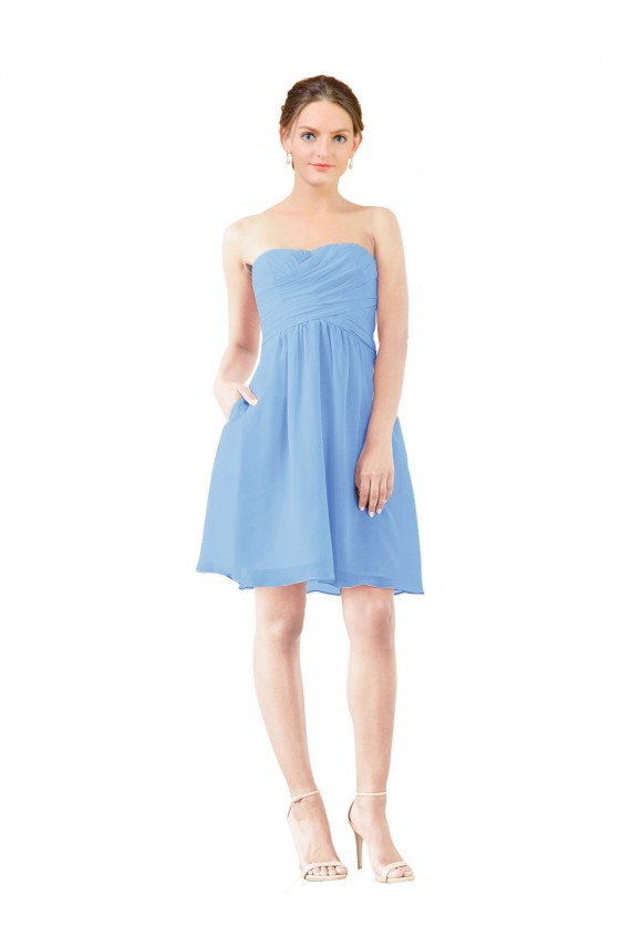 Knee Length Sleeveless Soft Chiffon Periwinkle A-Line Bridesmaid Dress Newcastle