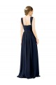 Long Sleeveless Soft Chiffon Dusty Blue Square Neck A-Line Bridesmaid Dress Newcastle