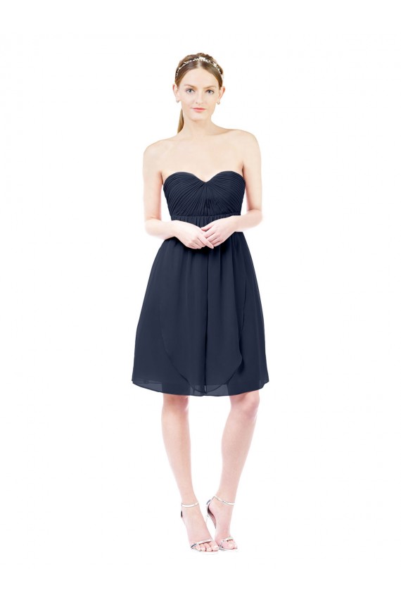 Knee Length Sleeveless Soft Chiffon Dark Navy A-Line Bridesmaid Dress Newcastle