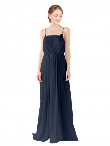 Long Sleeveless Chiffon Dark Navy A-Line Bridesmaid Dress / Evening Gowns Newcastle