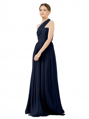 Long Sleeveless Chiffon Dark Navy A-Line Bridal Party Dress / Evening Dress Newcastle