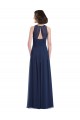 Long Floor Length Sleeveless Chiffon Dark Navy Halter Neck A-Line Bridesmaid Dress Newcastle