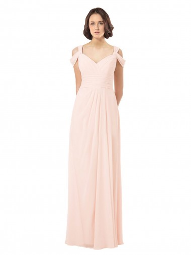 Long Sleeveless Chiffon Pink A-Line Bridesmaid Dress / Evening Dress Newcastle