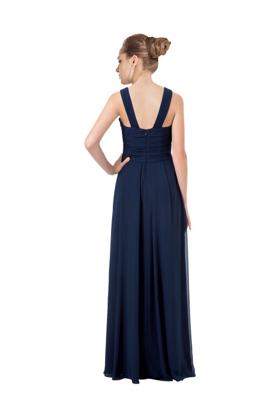 Long Floor Length Sleeveless Chiffon Dark Navy Off the Shoulder A-Line Bridesmaid Dress Newcastle